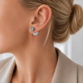 Kolczyki emaliowane kryształ kulka niebieskie POZŁACANA STAL