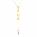 Złoty naszyjnik ze STALI CHIRURGICZNEJ krawatka monetki blaszki kryształy kolor złoty
