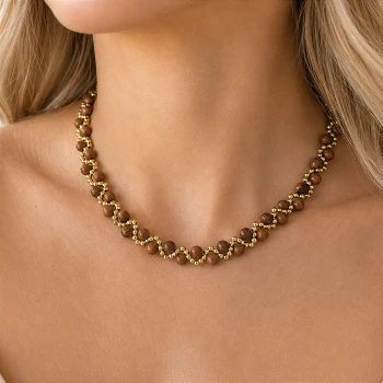 Naszyjnik choker Amber piasek pustyni STAL POZŁACANA