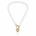 Naszyjnik choker perły serce POZŁACANA STAL