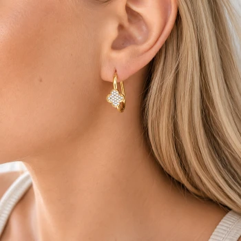 Złote kolczyki elipsy Golden Clover STAL POZŁACANA