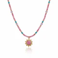 Naszyjnik Sunlit Quartz Choker z Kwarcem Różowym i Turkusami STAL POZŁACANA