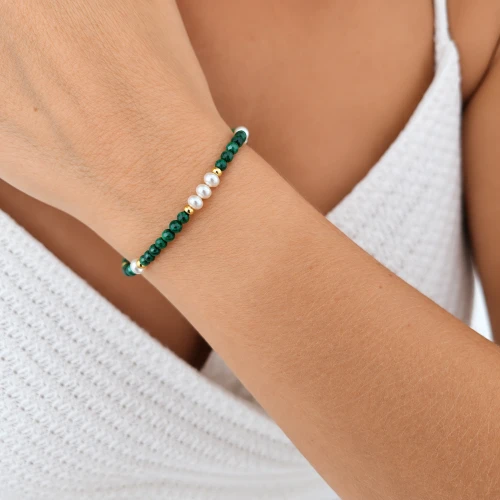 Bransoletka z malachitami Emerald POZŁACANA