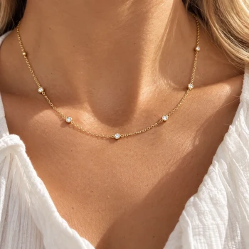 Naszyjnik celebrytka z kryształami STAL POZŁACANA 