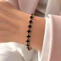 Bransoletka Black diamond czarne kryształy POZŁACANA STAL