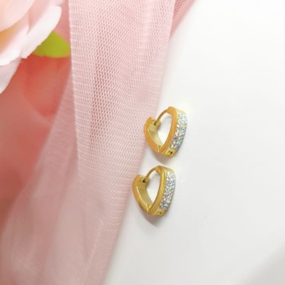 Kolczyki ze STALI CHIRURGICZNEJ Klasyczne szersze kryształki opalizujące