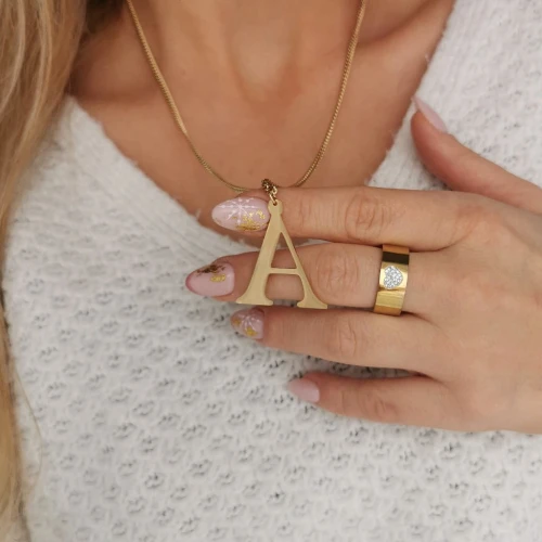 Naszyjnik STAL CHIRURGICZNA Litera A duża kolor złoty Blueberry