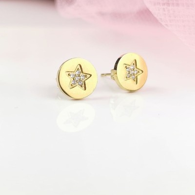 Kolczyki ze STALI CHIRURGICZNEJ OKRĄGŁE GWIAZDKI kryształki Blueberry 