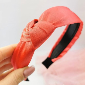 Opaska do włosów Węzeł turban satyna kolor malinowy różowy