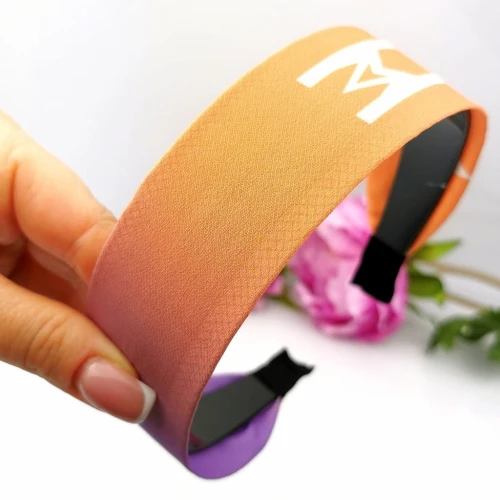 Opaska do włosów klasyczna cieniowana wzorek kolor fioletowy pomarańczowy