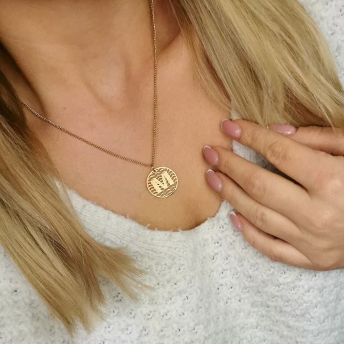 Naszyjnik STAL CHIRURGICZNA literka M kolor złoty