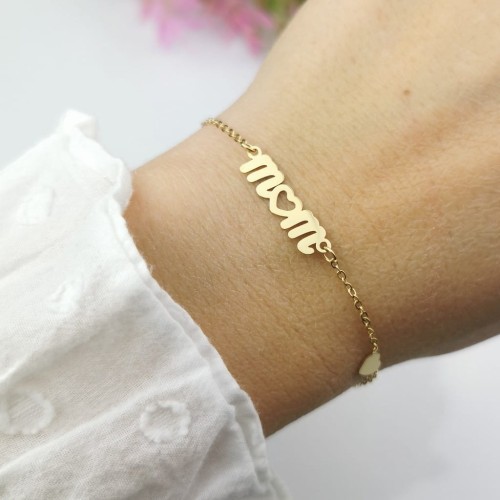 Bransoletka STAL CHIRURGICZNA Mama serduszka kolor złoty Blueberry