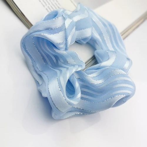 Gumka do włosów ozdobna frotka owijka ozdobna błękitna tiulowa