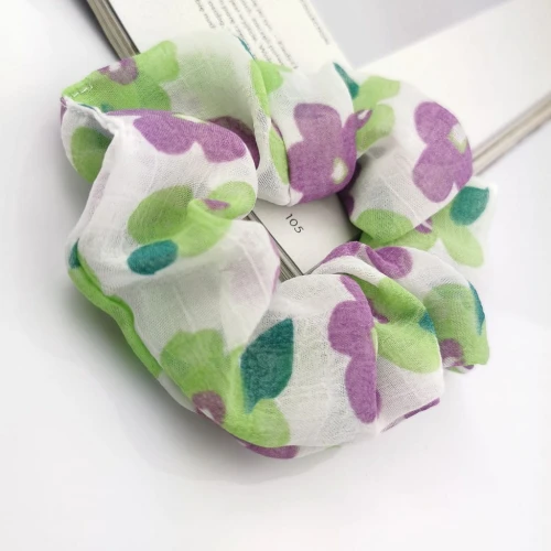 Gumka do włosów ozdobna frotka owijka ozdobna fioletowa kwiatowy wzór