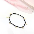 Bransoletka STAL CHIRURGICZNA elastyczna zawieszki czarne kamienie Blueberry