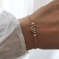 Bransoletka pozłacana SERDUSZKO serce  kryształki kuleczki rose gold
