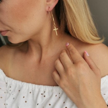 Kolczyki STAL CHIRURGICZNA Krzyże kolor złoty Blueberry