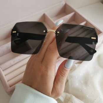 Okulary przeciwsłoneczne Prius damskie ozdobne klasyczne czarne oprawki