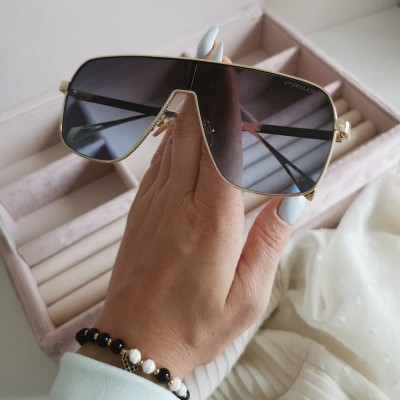 Okulary przeciwsłoneczne Prius damskie cieniowane niebieskie złote oprawki  