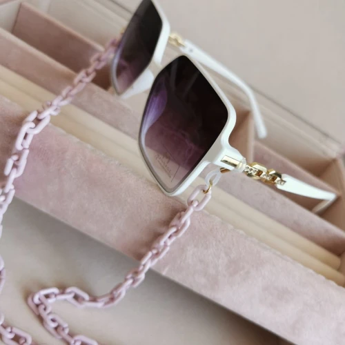 Łańcuszek do okularów STAL CHIRURGICZNA kolor różowy Blueberry