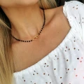 Naszyjnik STAL CHIRURGICZNA SERDUSZKA czarne kamienie kolor złoty
