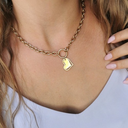 Naszyjnik Choker STAL CHIRURGICZNA SERCE łańcuch kolor złoty